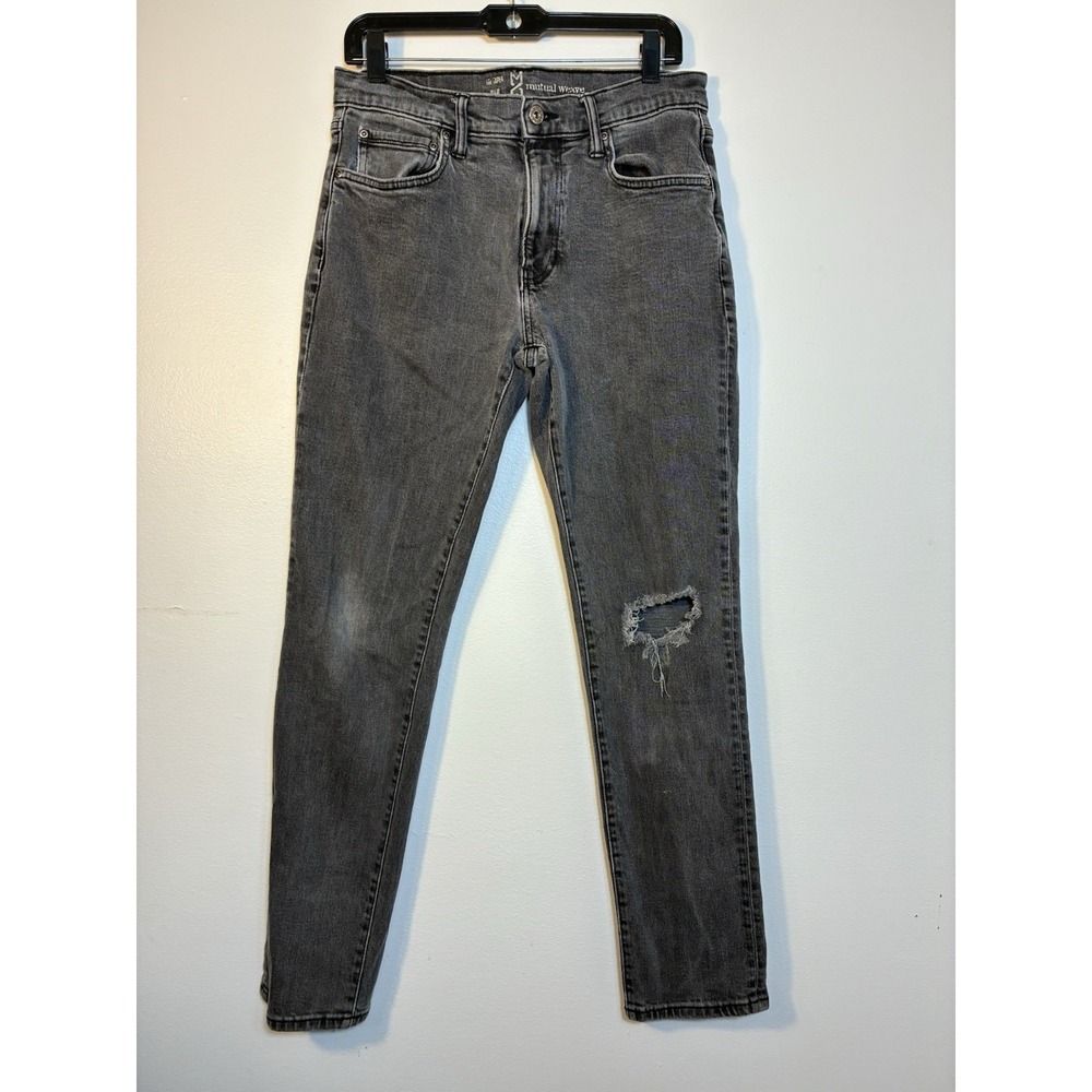 Mutual weave Jeans Me‎ A 32/32 Charcoal Gray Straight Leg Casual Distressed